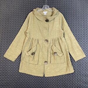 Dorman Women's Green Textured Button Front Hooded Jacket Coat‎ Size Small